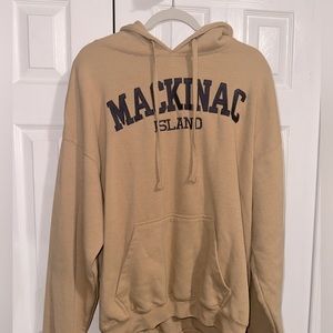 Mens tan Mackinac vintage oversized hoodie.